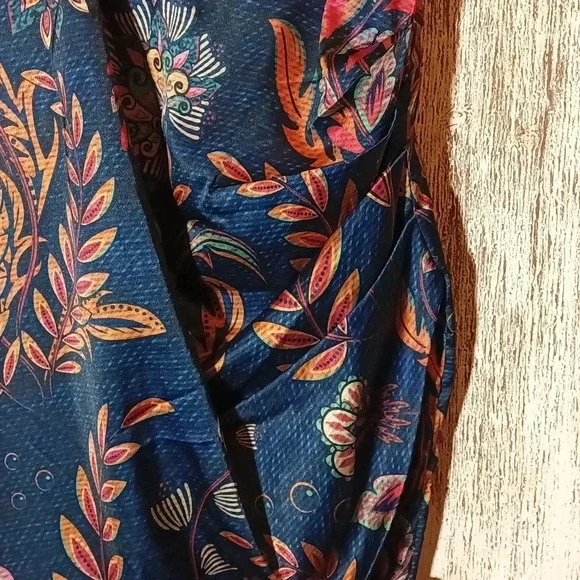 NEW averie Halley Paisley floral cobalt blue draped corset midi women dress XXL - Picture 6 of 15